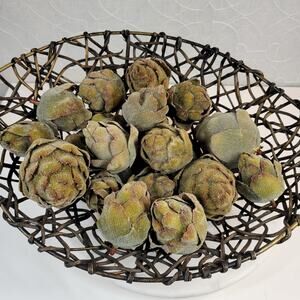 Vintage‎ Faux Artichokes Green Crystallized Farmhouse Kitchen Decor 21 pcs